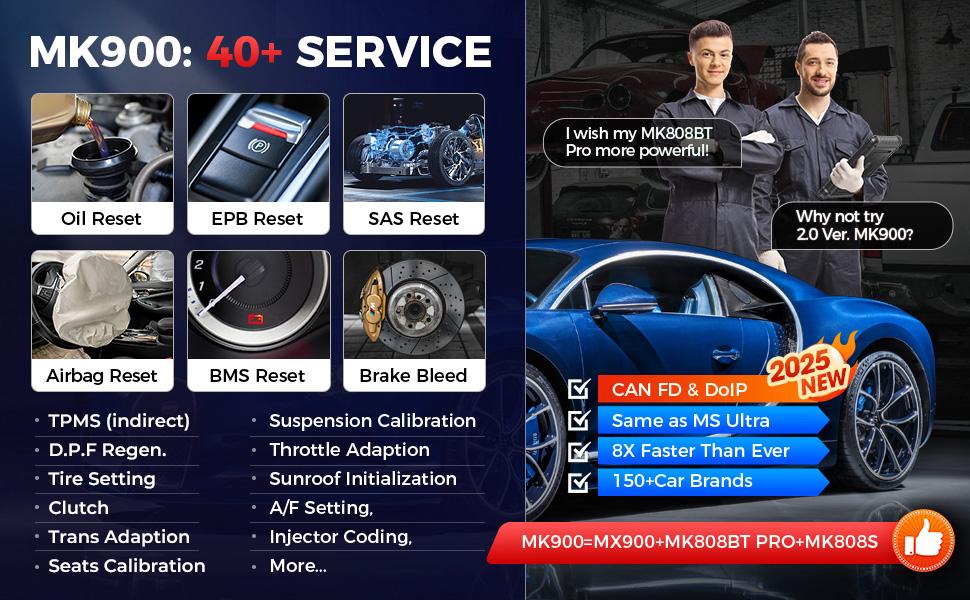 Autel Scanner MaxiCOM MK900 Car Diagnostic Scan Tool All System Diagnose, 40+ Service, 3000+ Active Tests, FCA Autoauth & SGW, No-IP Limited