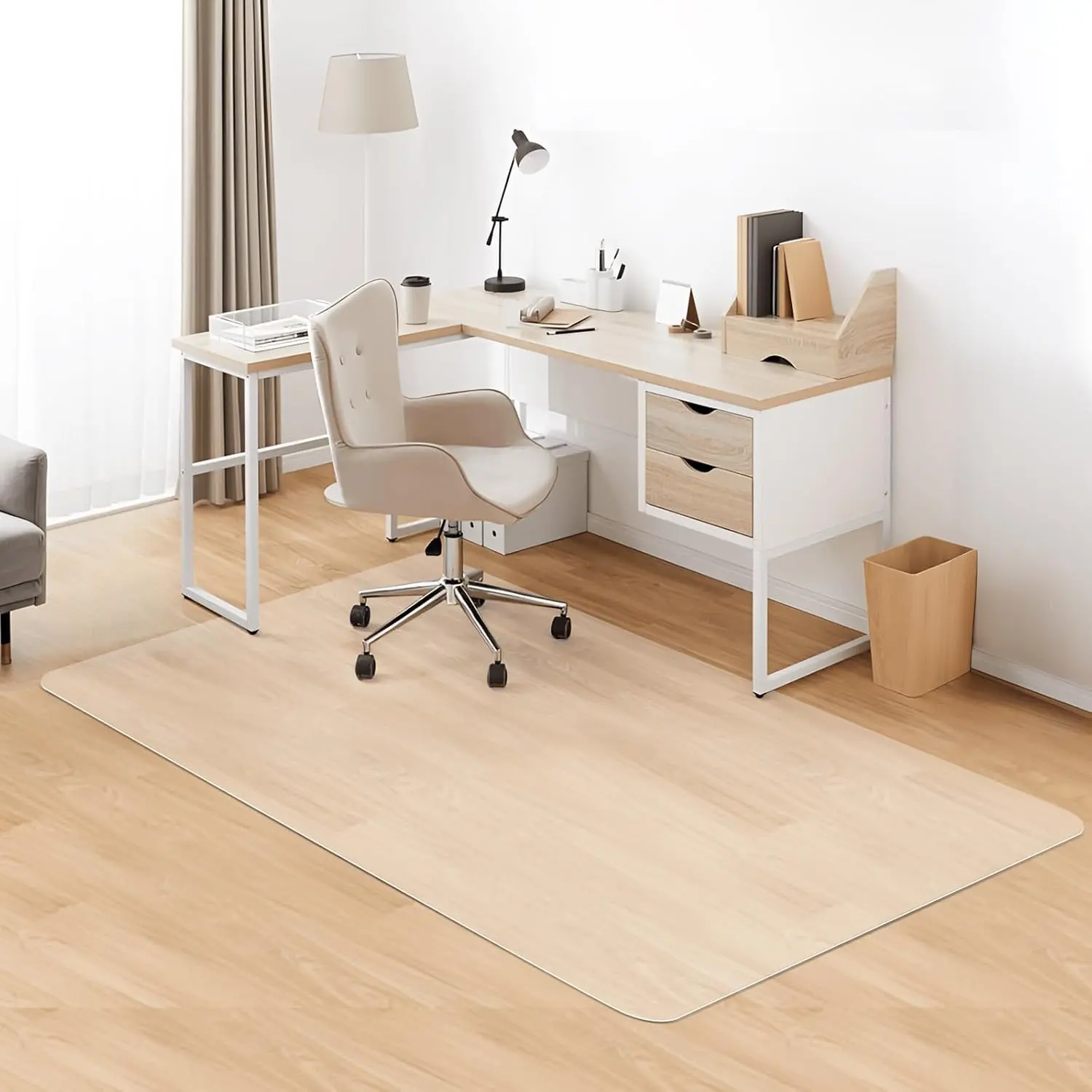 Transparent crystal white PVC floor mat, thickness 1.5mm, highly flexible, waterproof, oil-resistant, heat-resistant, stain-resistant, tear-resistant, suitable for office chair mats, dining table floor mats, and living room floor protectors