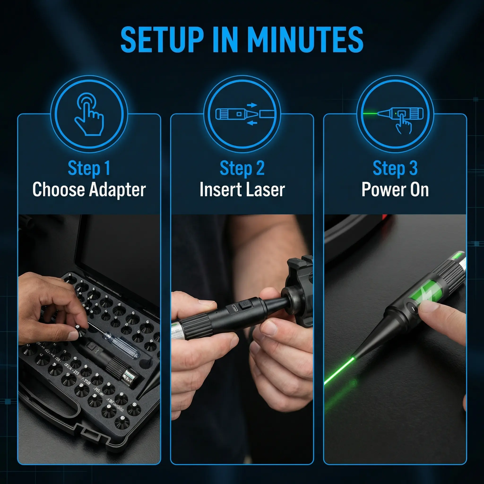 Calibrator Kit: Rechargeable calibrator with 64 upgrade adapters for 0. ...