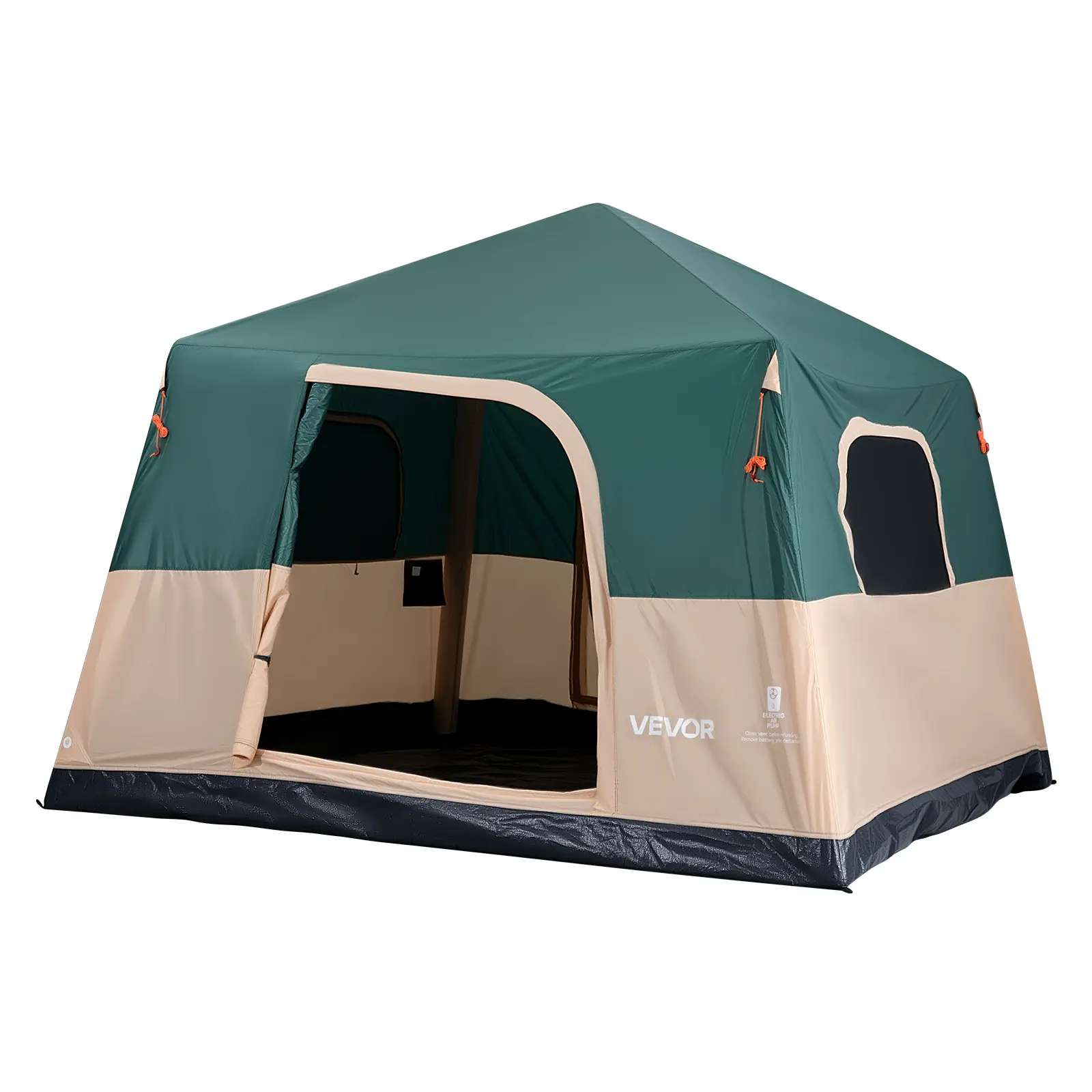 【SummerFinds】VEVOR Inflatable Camping Tent, 6-Person Cabin Style with Rechargeable Pump, TPU Air Tube, 4 Large Mesh Windows, Waterproof Portable Easy-Setup with Carry Bag for Family Outdoor Camping & Hiking, Green, Tents For Camping, Inflatable Tent