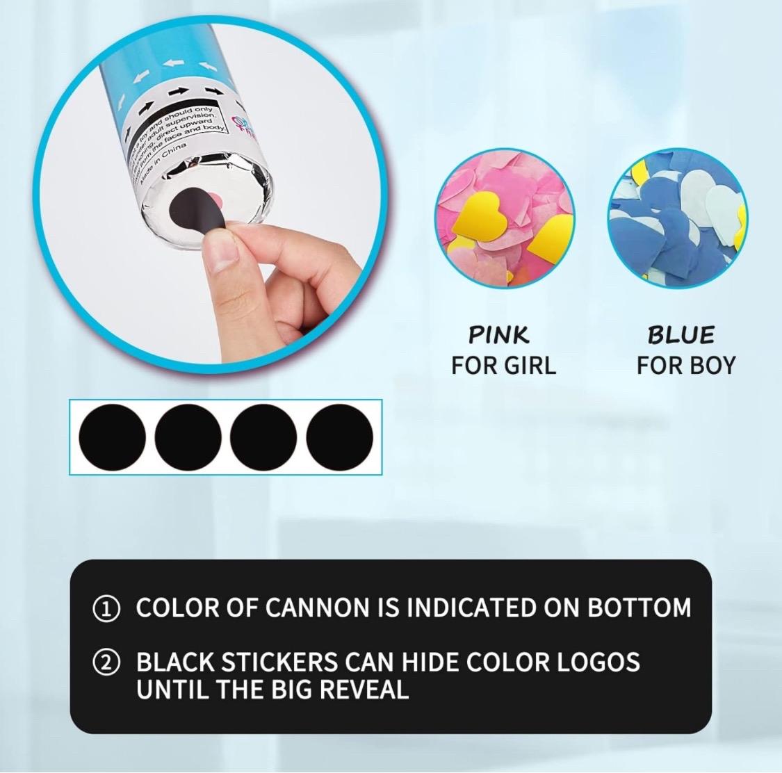 Gender reveal Party celebrations Confetti Powder  ColorfulCannon,12Inch Biodegradable Confetti Poppers 4 Pack Multicolor Party Poppers Confetti Shooters, Air Compressed Party Poppers for Graduation New Years Eve Birthday Wedding Indoor and Outdoor Burst