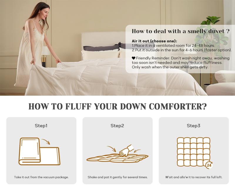 PEACE NEST Goose Down Comforter Duvet Insert All Season Twin Full Queen King Cal King Medium Warmth Comforter Hotel quality Bedding Sleeping Super Fluffy Soft Machine Washable Duvet for Winter TikTok Shop Black Friday