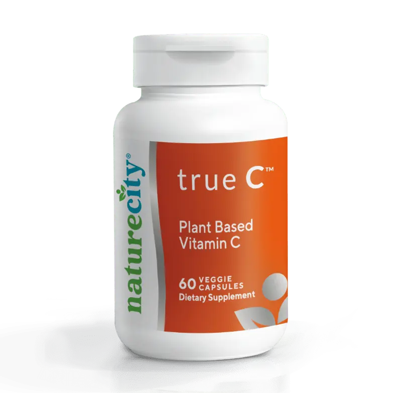 NatureCity TrueC Organic Plant-Based Vitamin C Supplement - Immune Support, Antioxidant Defense and Collagen Production - Whole Food Vitamin C - Vegan, Non-GMO Capsules - 60 Count