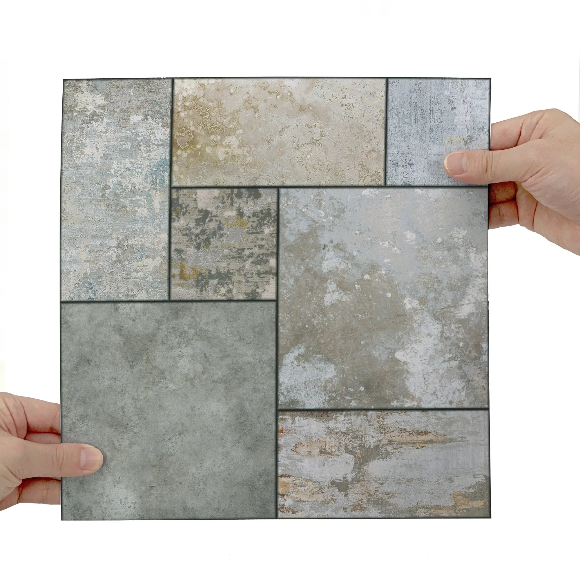 10/20PCS PTF Thickened Frosted Tile Stickers - Multi-Color Distressed Cement Pattern Waterproof Oilproof Floor/Wall Decals