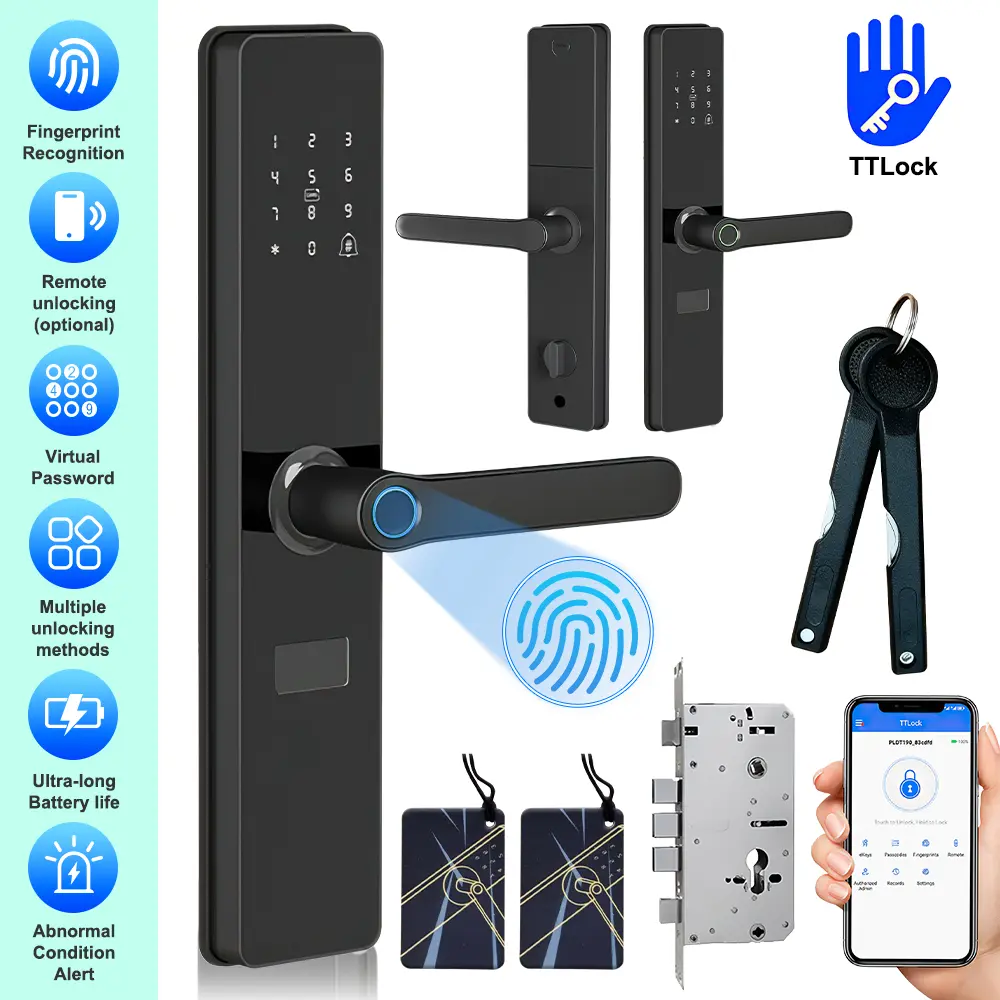 【Back To School Gift】Upgraded Door Lock Biometric Fingerprint Bluetooth Password Keyless Keypad Entry Applicable door thickness 60mm