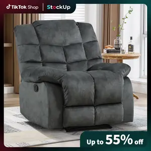 [Stock Up] Ebello Recliner Chairs for Living Room Manual Reclining Chair Single Sofa for Bedroom, Gray