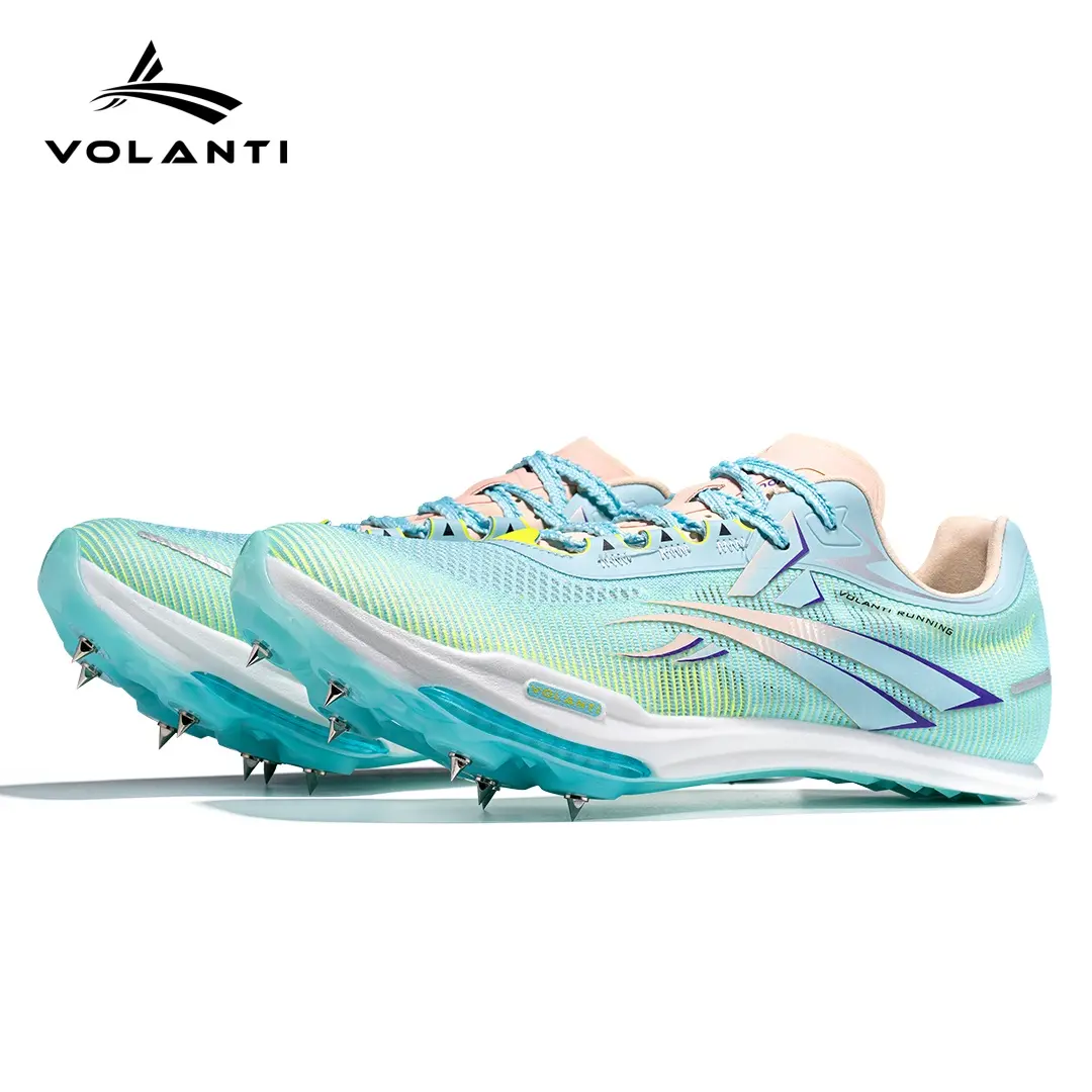 Volanti Unisex Track Spikes with Carbon Plate & Air Cushion, Lightweight Lace-up Breathable Mesh Shoes for Sprinting & Intense Workouts, Fabric, Cloth, Unisex Wear
