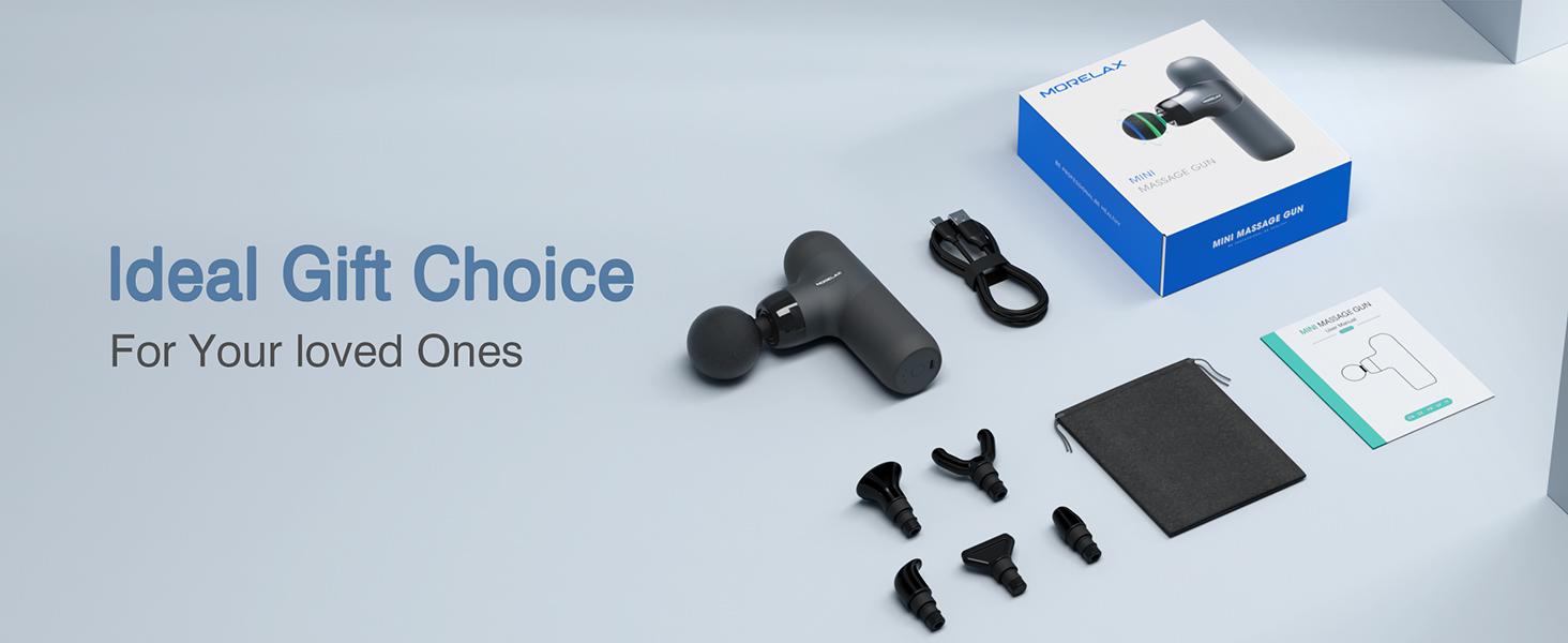 Portable Massage Gun, Rechargeable Percussion Mini Muscle Massager for Back, Neck, Shoulder, with 6 Massage Heads 4 Speeds, Christmas New Year Gift