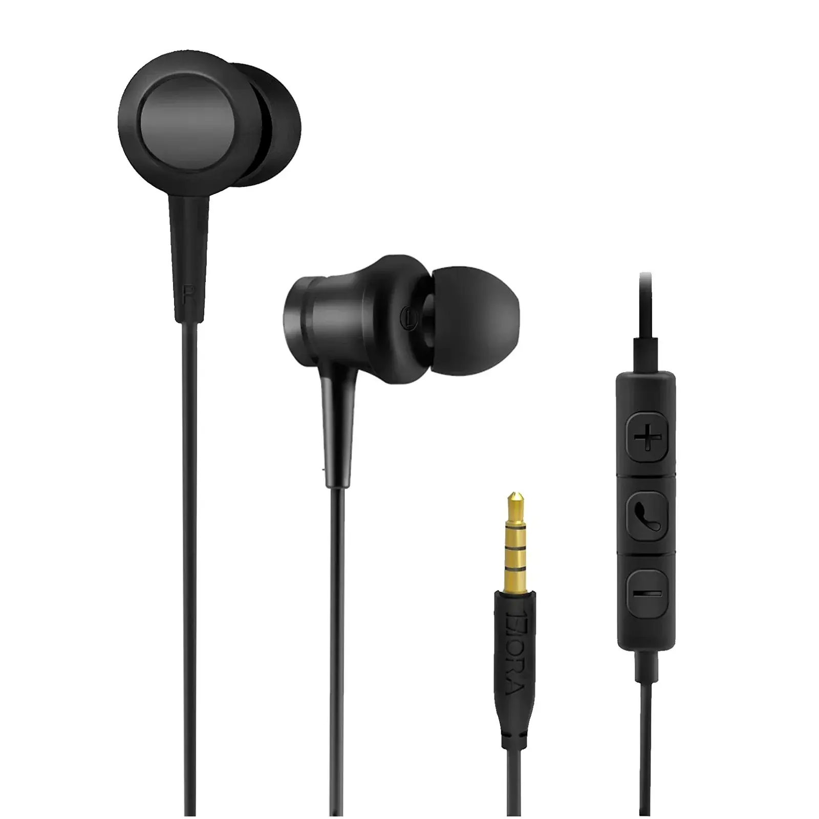 AUT111 Wired Earbuds with Microphone, 3.5 mm Jack, Secure Ear Hook, Noise Isolation, Remote Control, Durable Metal Design, Wired Earphones for Working & Commuting, In-Ear Headset In Ear Design Noise Cancel Earbuds