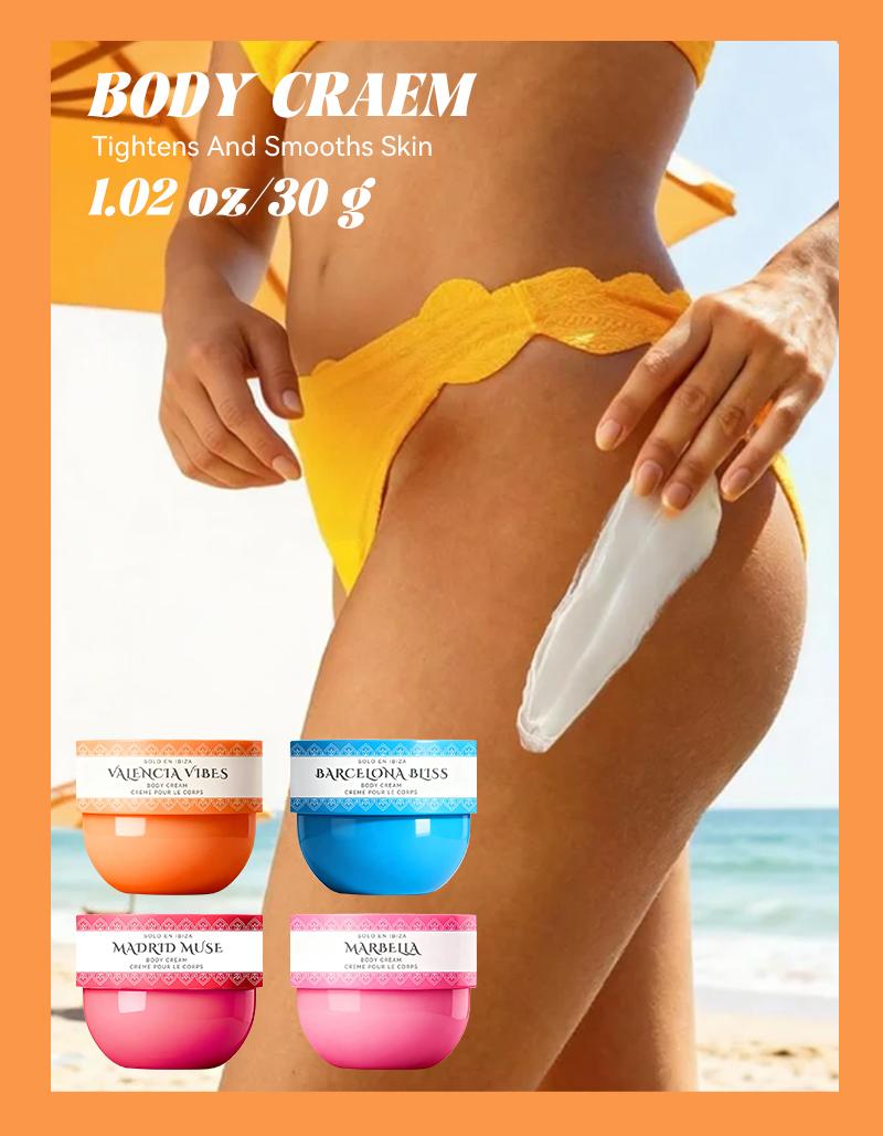 8-Piece Set, SOLO EN IBIZA Body & Hair Fragrance Mist And Body Cream Gift Box, Long Lasting Perfume, 4 Different Scents, Perfect For Holiday Gifts, Dating, Daily Life, Parties, 3.4 fl oz Perfume,1 oz Body Cream