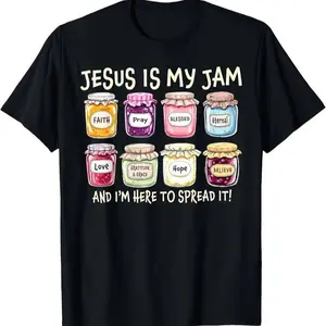Charming Hand-Drawn Jam Jars 'Is My Jam & I'm Here To Spread It' Graphic Cotton Short Sleeve T-Shirt - Round Neck Unisex Tops Tees T-Shirts