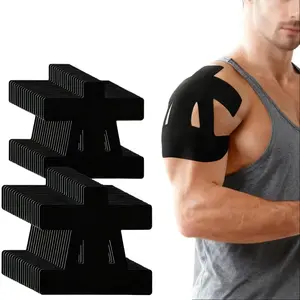 10 Pack Pre Cut Kinesiology Tape for Shoulder, Black Waterproof & Breathable Shoulder Tapes for Pain Relief, Enhance Elastic Sports Outdoor Accessories Athletic Tape for Pain Support and Muscle