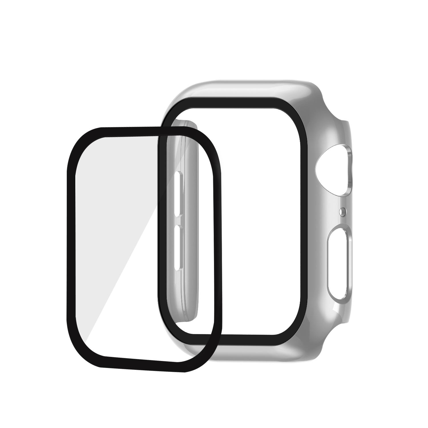 HISTORYOO Full Screen Protector Bumper Case For Apple Watch 11 10 9 8 7 6 5 4 3 SE 3 2 Ultra Series Hard PC cover built-in Screen Protective Ultra-Thin Tempered Glass Film 360 degree overall protection colorful Frame for  Watch 38 40 41 42 44 45 46 49mm