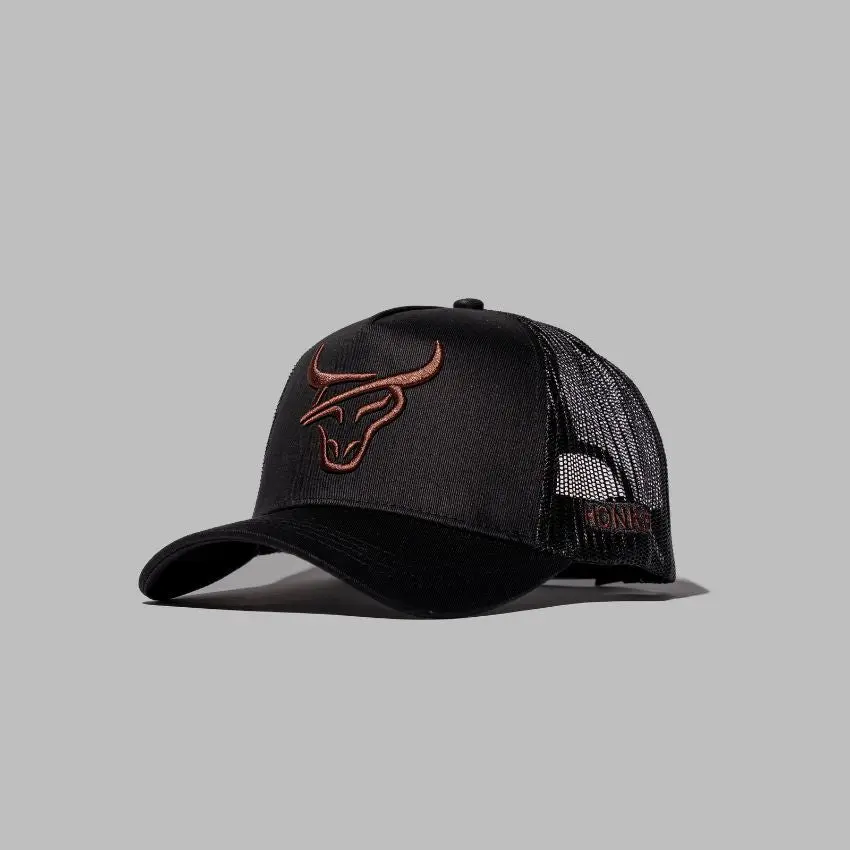 HONKER BULL HAT - BLACK/BROWN- MESH