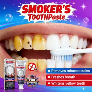 Icy Mint Smokers Toothpaste, Professional Deep Stain Remover & Whitening Tool, Extra Strength Odor Neutralizer for Fresh Breath, Enamel Strengthening & Plaque Defense, Daily Oral Health Solution. Repair Antibacterial Brush Coconut Coffee Scent Foam Scent