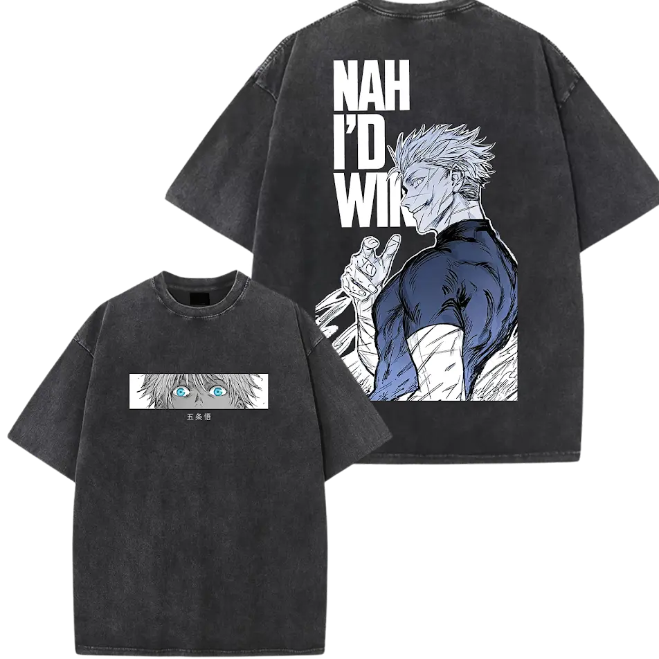 Nah Id Win Gojo Satoru Graphic Top, The Honored One Sorcerer Manga Unisex Apparel For Men Women, Trendy Anime Fan Gift Idea | 020226.R2677.ID00