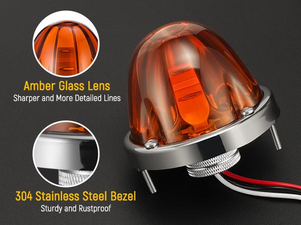 Partsam Amber Glass Watermelon Lights LED Side Marker Turn Signal Lights with Stainless Steel Bezel for Trucks Trailers Partsam Amber Glass Watermelon Lights LED Side Marker Turn Signal Lights with Stainless Steel Bezel for Trucks Trailers