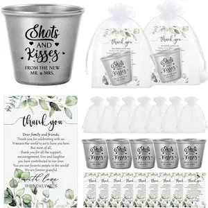 12-Piece Wedding Favors for Guests – 1.5 oz Shot Glasses with Gift Card and Bag, Thank-You Souvenir for Wedding Party, Stainless Steel Cups