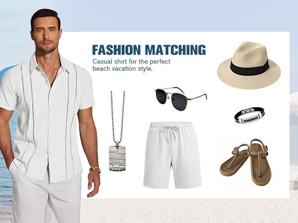 COOFANDY B Men's Cuban Guayabera Shirt Short Sleeve Button Down Shirts Casual Summer Beach Linen Shirts Menswear Soft COOFANDY B Men's Cuban Guayabera Shirt Short Sleeve Button Down Shirts Casual Summer Beach Linen Shirts Menswear Soft