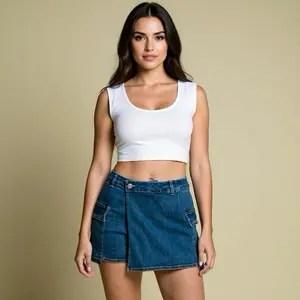 Thatiana-Denim Cargo Skort 72%Cotton 24%Polyester 3%Rayon 1%Spandex