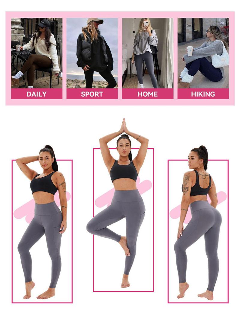 SHOWITTY Women's High Waisted Tummy Control 1/3 Pack Leggings with Pockets – Non See-through Stretchy Yoga Pants for Workout