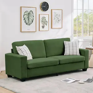 Garvee Modern Corduroy Loveseat Sofa, 83-84" Wide, Upholstered with Plush Deep Seat and Wide Armrests, Removable Cover, Solid Wood Frame, Easy Assembly, Available in Green, Grey, and Red, Perfect for Apartments and Small Spaces