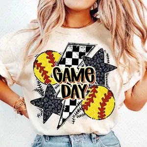 Print Softball T-Shirt, Game Day Softball T-Shirt, Retro Checkered Softball T-Shirt, Softballmama T-Shirt, Softball Mom T-Shirt, Leopard Softball Coquette