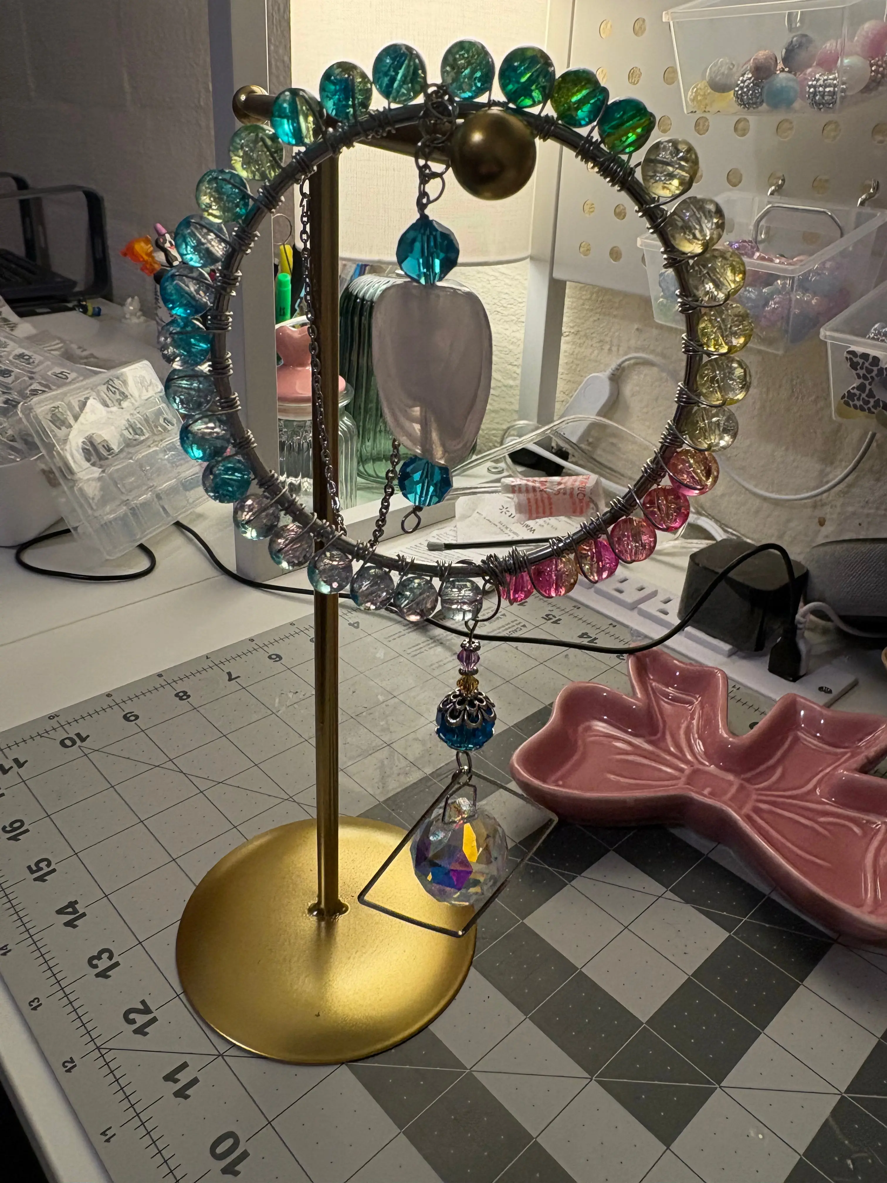 Wire wrapped Sun catcher -rainbow