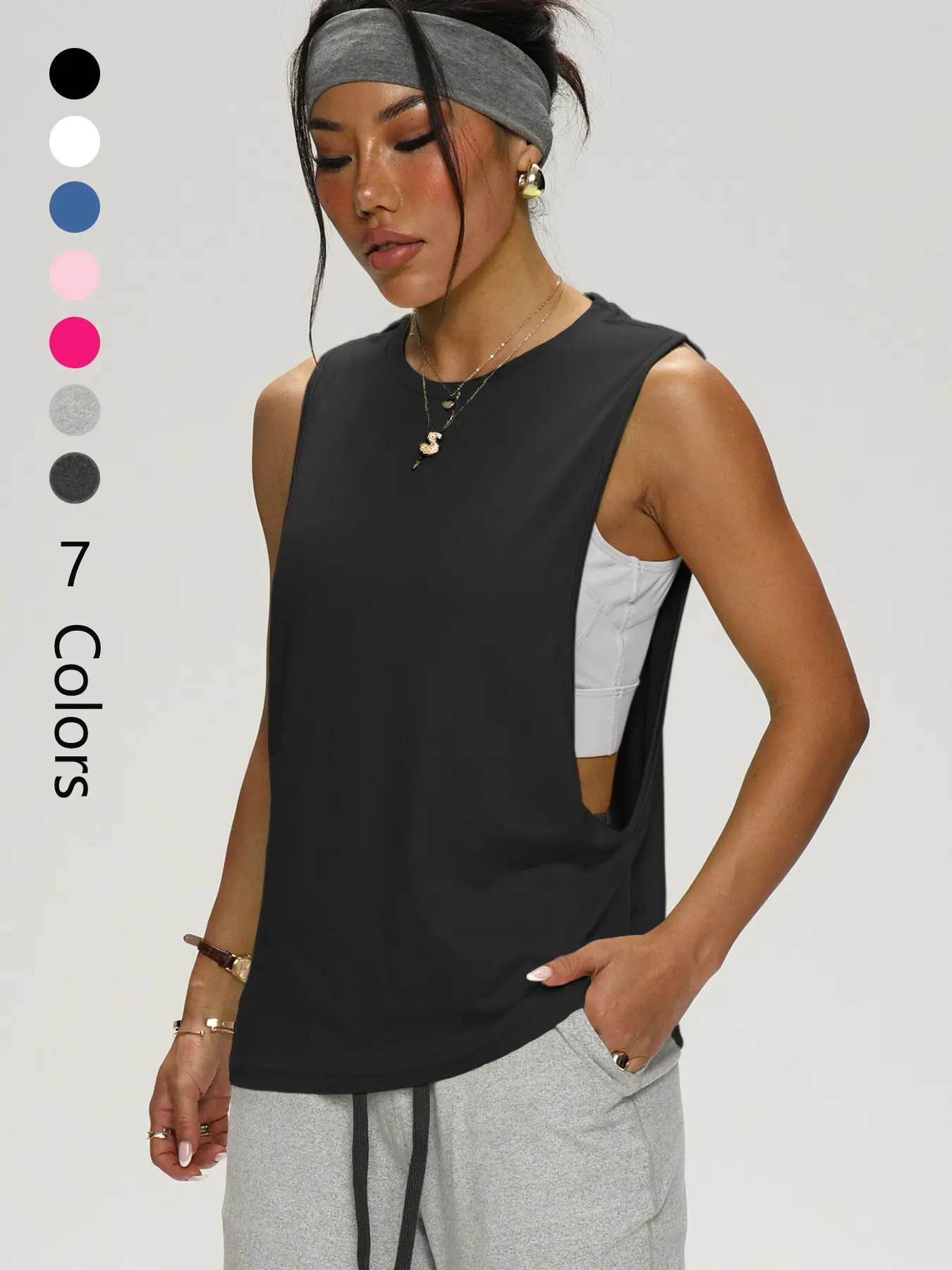 Women's Loose Sleeveless Yoga Tank Top, Sleeveless Sports Wear, Sleeveless Activewear, Casual Fitted Sport Shirt, All Seasons Workout Clothing, Plain Pattern, Comfortable Gym Wear, Yoga Workout Vest, Activewear Clothes