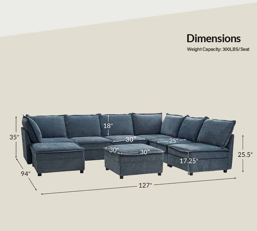[Multipule Packages] Hulala Victoria Oversized Soft Sectional Sofa with Storage(Optional Seat), 1.5x Extra-wide Seat, Soft Cushion, Concealed Compartments, Modular Design, Easy Assembly Folding Storage, Ottoman Bench sofa, Couch, Lounge