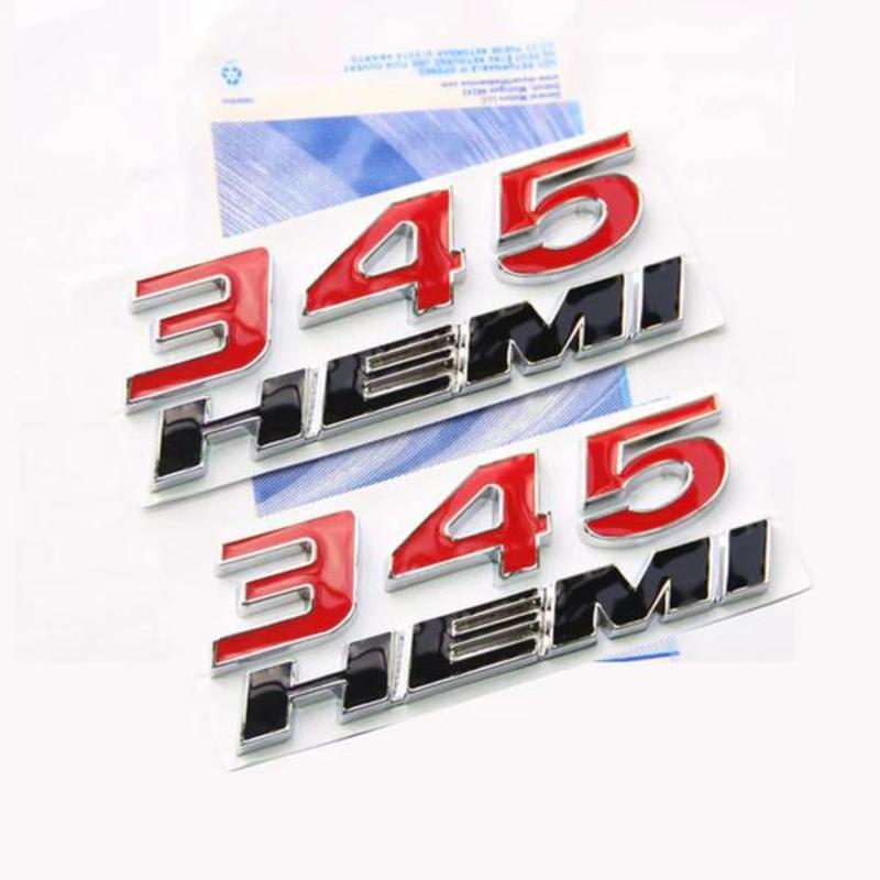 2-Piece Car Side Emblem Sticker Set, 345 Decals, Compatible with Dodge Challenger, Charger, and RAM 1500 (Black/Red)