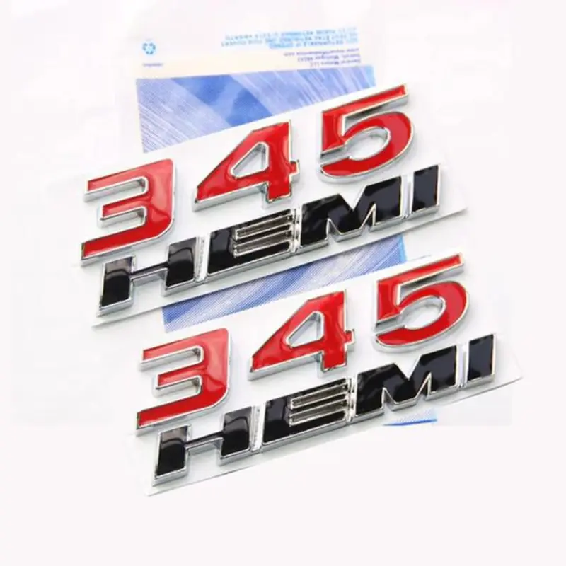 2-Piece Car Side Emblem Sticker Set, 345 Decals, Compatible with Dodge Challenger, Charger, and RAM 1500 (Black/Red)