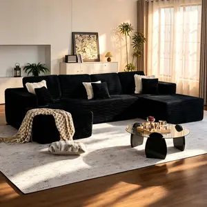 【3 Packages Shipping】133‘’ U-Shaped Corduroy Modular Sofa Cloud Style Oversized 5-Seater with Chaise Pillows Included No Assembly Required Convertible Space-Saving for Living Room Bedroom Office Indoor Furniture Sets Christmas summergarden