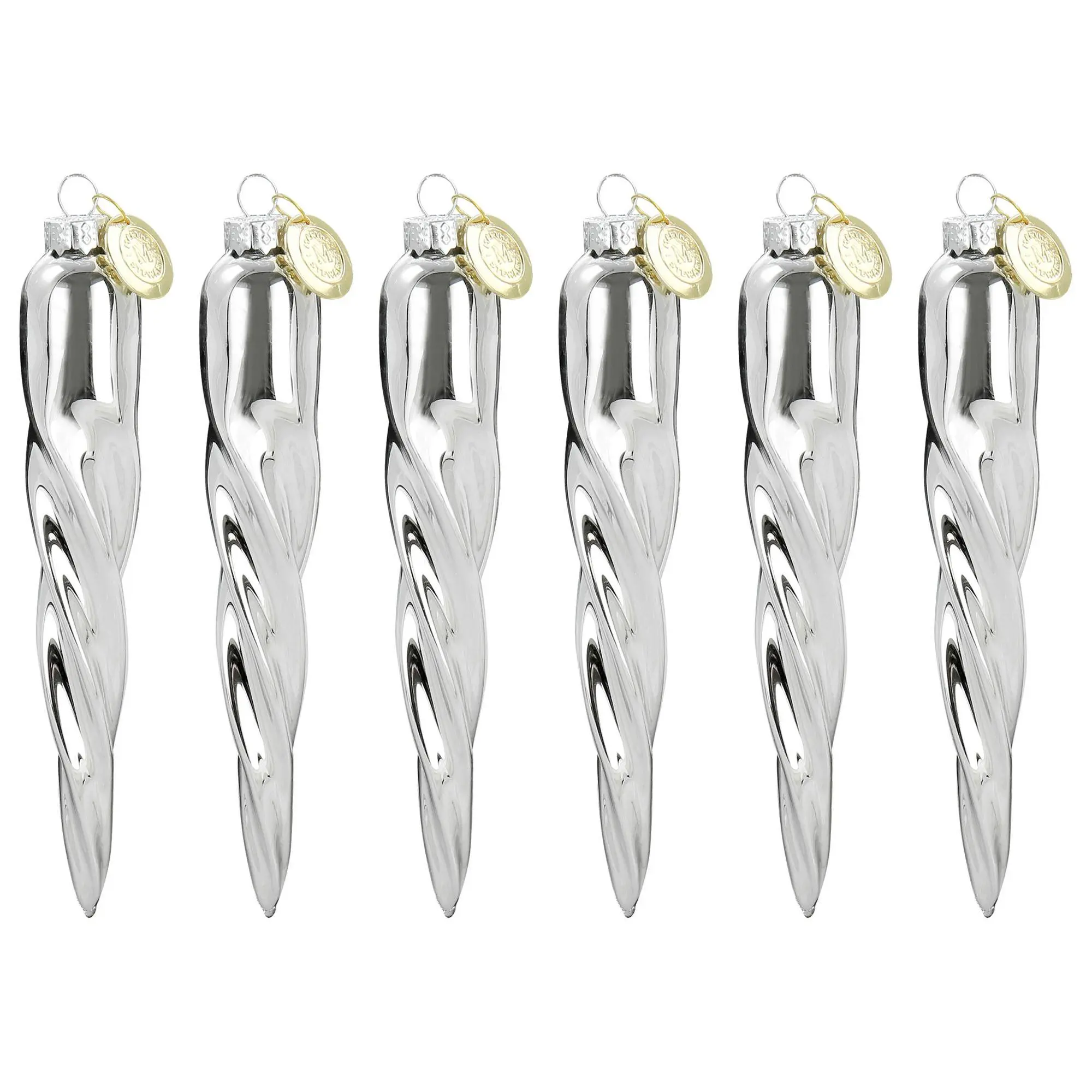 Martha Stewart Holiday Icicle 6 Piece OrnamentSet in Silver