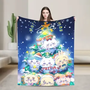 Aura Blankets Chiikawa usagi Christmas Blanket Quality Super Warm  Throw Blanket Spring Decorative Couch Chair Funny Bedspread Superb Christmas blanket gift