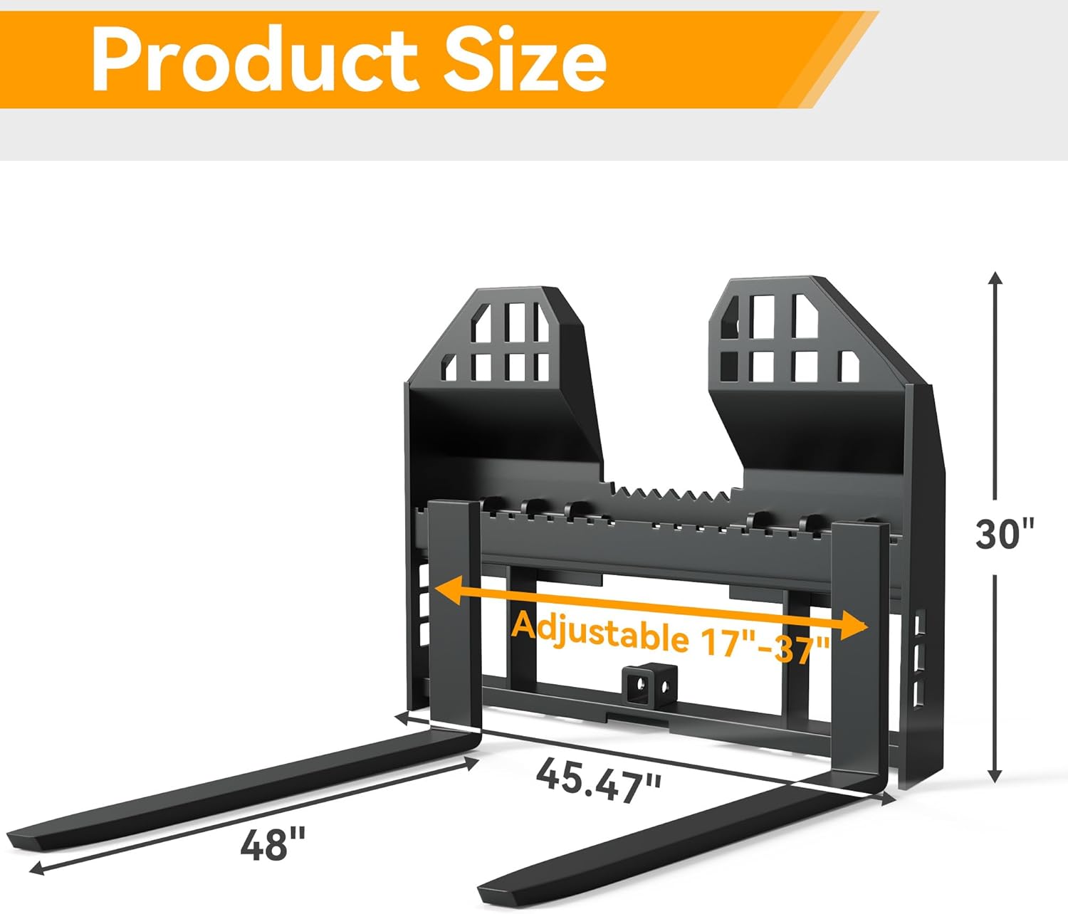 YINTATECH 45" Skid Steer Pallet Fork Frame Pallet Forks 4000lbs 48" Fork Blades for Kubota Bobcat Skid Steer Quick Tach Loaders Tractors skid steer