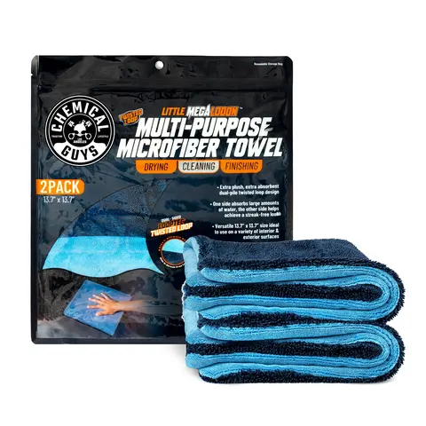 Chemical Guys Little Megalodon Multi-Purpose Dual-Sided Super-Absorbent Microfiber Detailing Towel, Automotive Car Wash Accessories for Car Washing & Maintenance