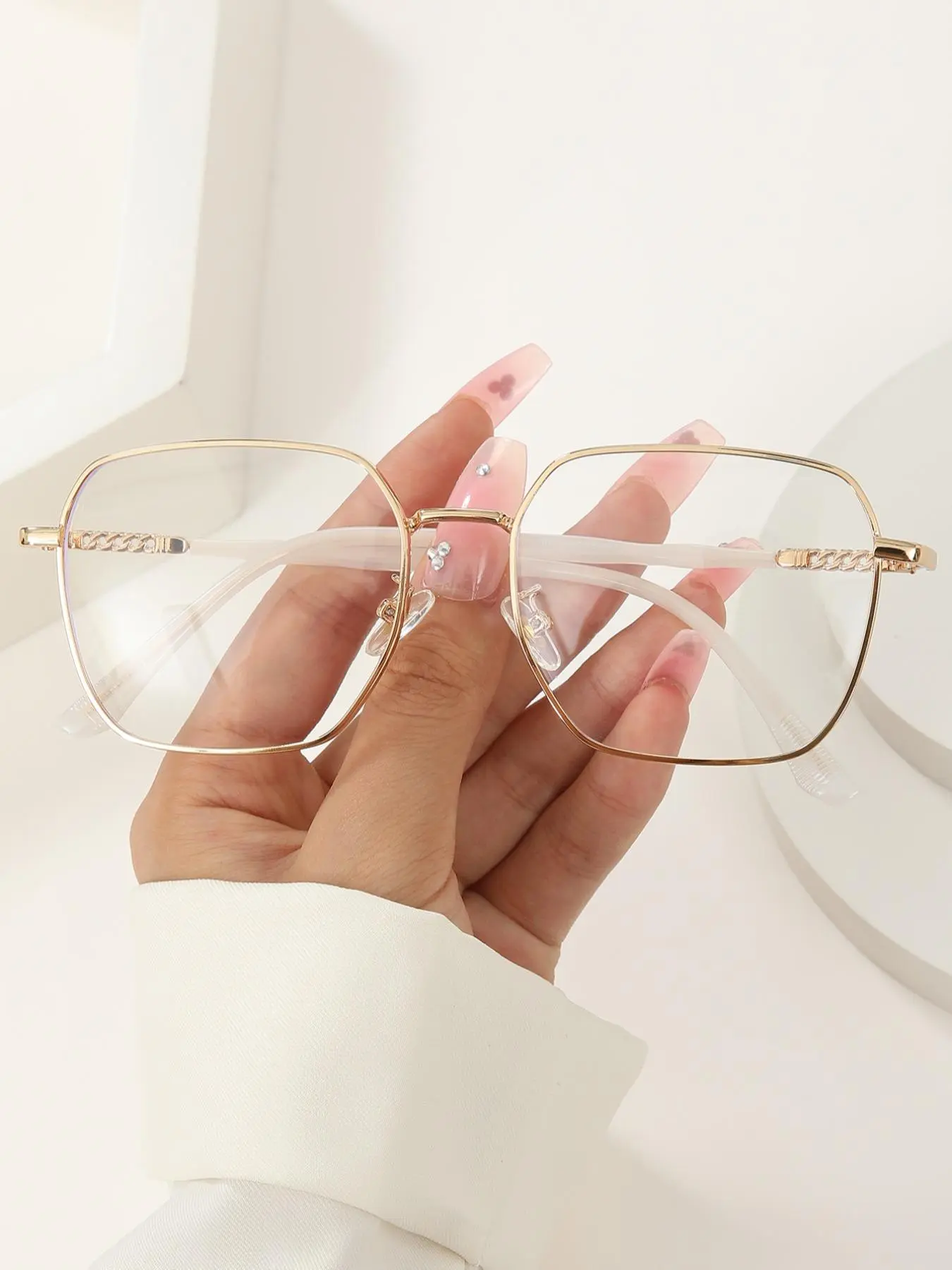 Vintage Geometric Frame Eyeglasses, Anti-blue Light Eyeglasses for Women & Men, Fashion Eyeglasses for Work, Daily Clothing Decor, Perfect for Student Daily Use, Fashionable Frames Glasses, Trendy Vintage Eyeglasses, Fashion Eyewear, Stylish Eyewear