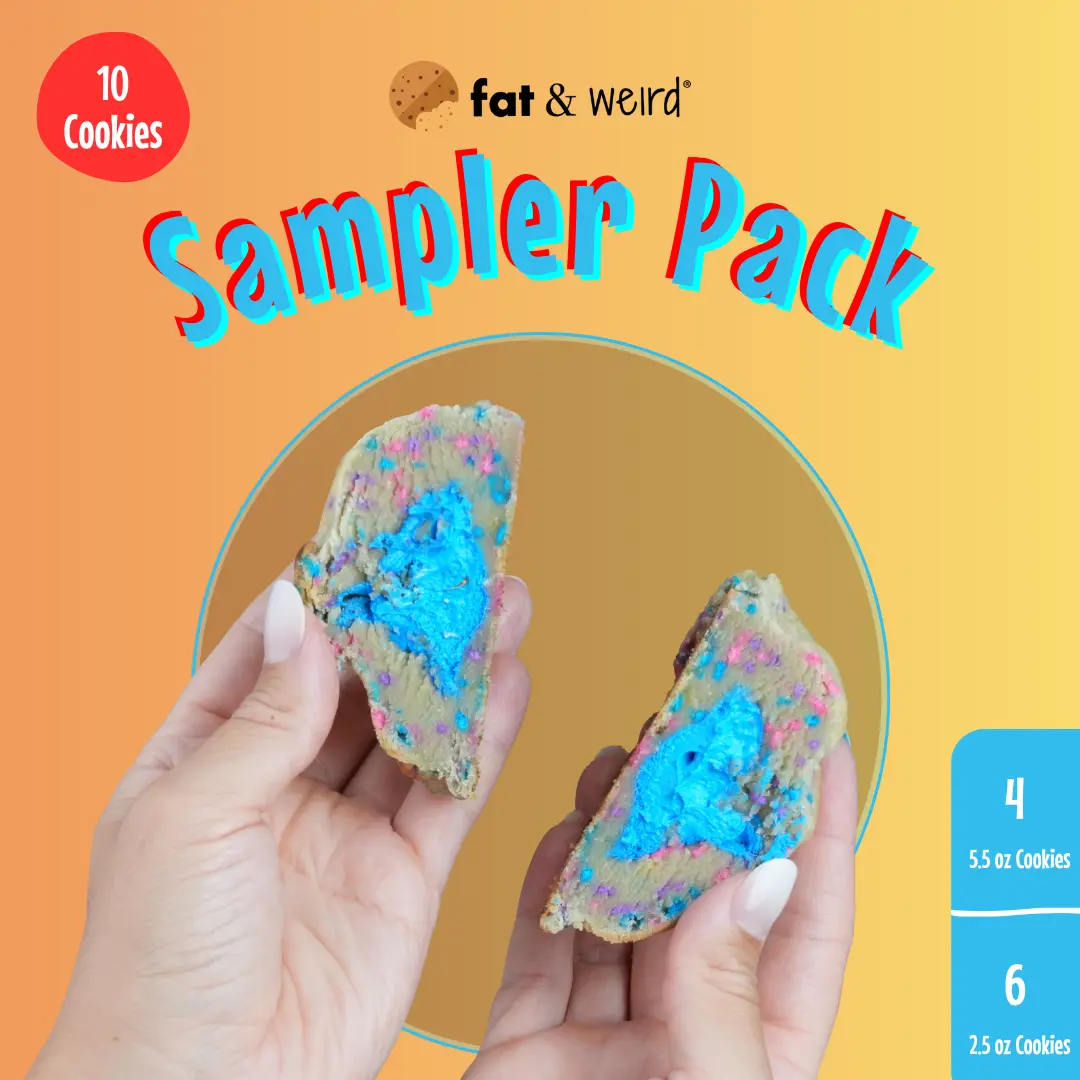 Fat & Weird Cookie Sampler Pack - 10 or 20 Count with Chocolate Sugar & More Flavors - MEGA & MINI Cookies - Ultimate Taste Test Snack