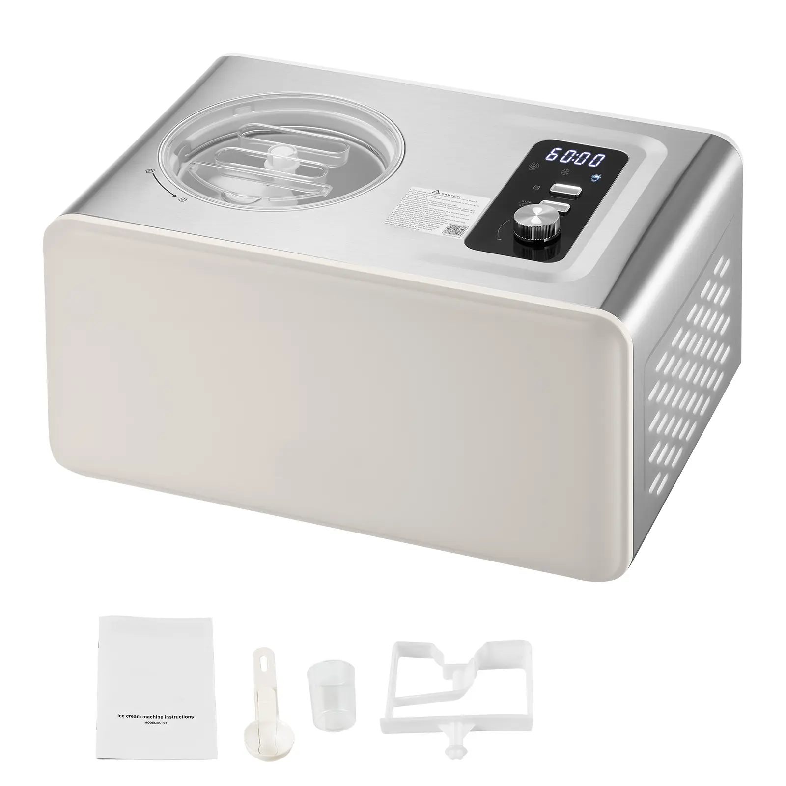 Automatic Ice Cream Maker with Built-in Compressor, 2 Quart No Pre-freezing Gelato Maker, Electric Sorbet-Maker, 3 Modes Compressor Ice Cream Machine for Home Kitchen