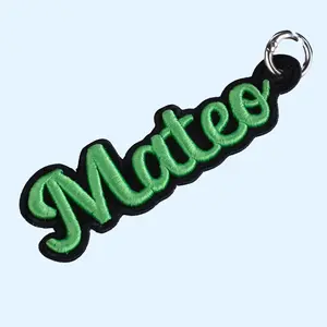Personalized Name Embroidered Keychain | Custom 3D Name Tag for Backpacks