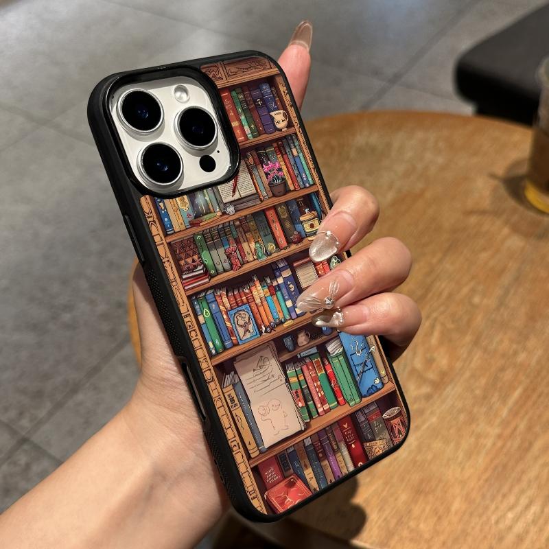 Compatible with iPhone 16 Pro Max /15/14/13/12/S25 Ultra/S24/S23/S22/Google Pixel 6/7/8/9 Phone Case  Bookshelf Pattern  phone case HN-SJ01