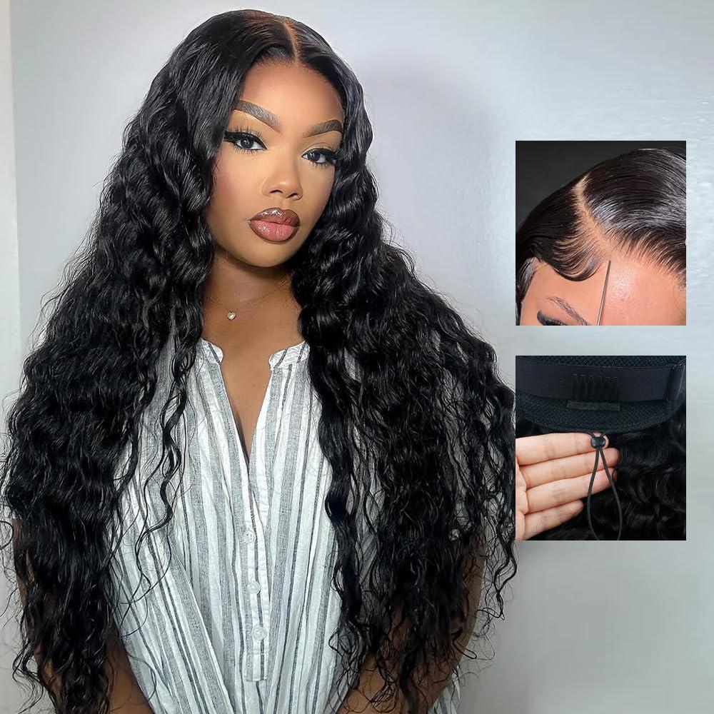 【26“ Only $135】Mamushow 7x6 Glueless Water Wave Wigs 200% Density Human Hair With Drawstring Curly Wave Wigs Closure Wigs Pre Plucked Pre Cut Pre Bleached Wear and Go Wigs Outdoorfun Party Vacation Wigs 【26“ Only $135】Mamushow 7x6 Glueless Water Wave Wigs 200% Density Human Hair With Drawstring Curly Wave Wigs Closure Wigs Pre Plucked Pre Cut Pre Bleached Wear and Go Wigs Outdoorfun Party Vacation Wigs