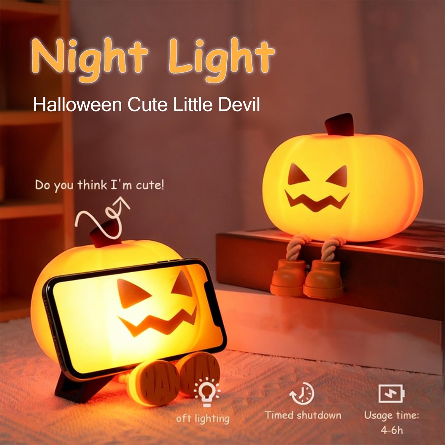 Night for Kids Pumpkin Night Light, Mini LED Pumpkin Lamp with 3 Level Dimmable, Nursery Nightlight for Kids, Silicone Rechargeable Bedside Touch Lamp, for Kids EasterEggLight TiktokShopSpringGlowUp clearance items