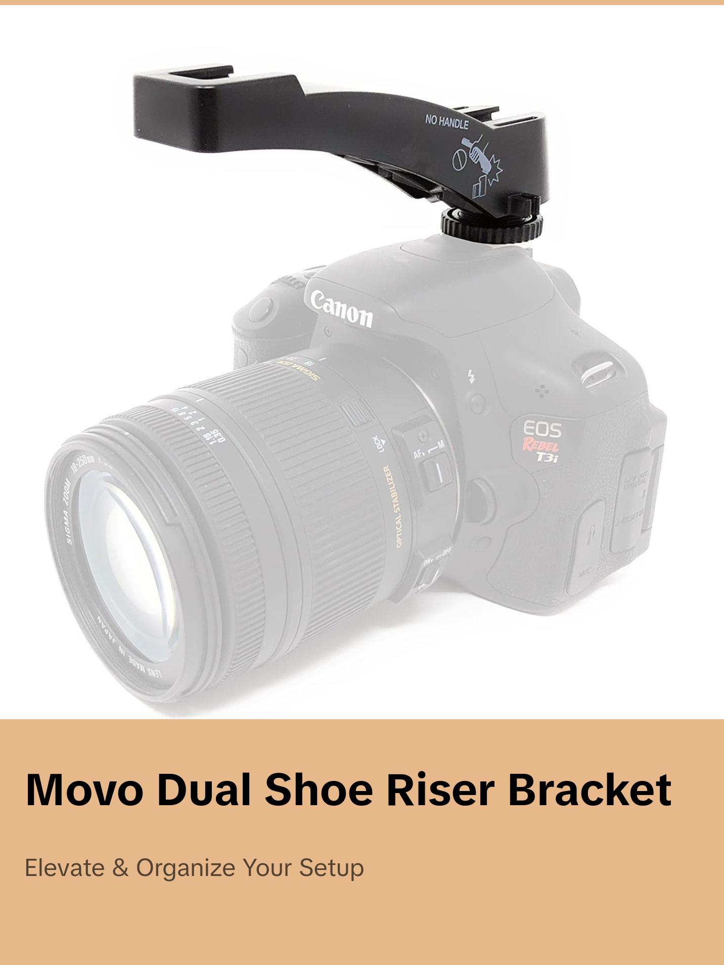 Movo - Dual Shoe Riser Bracket | Camera Accessory Mount | Lightweight ABS Construction