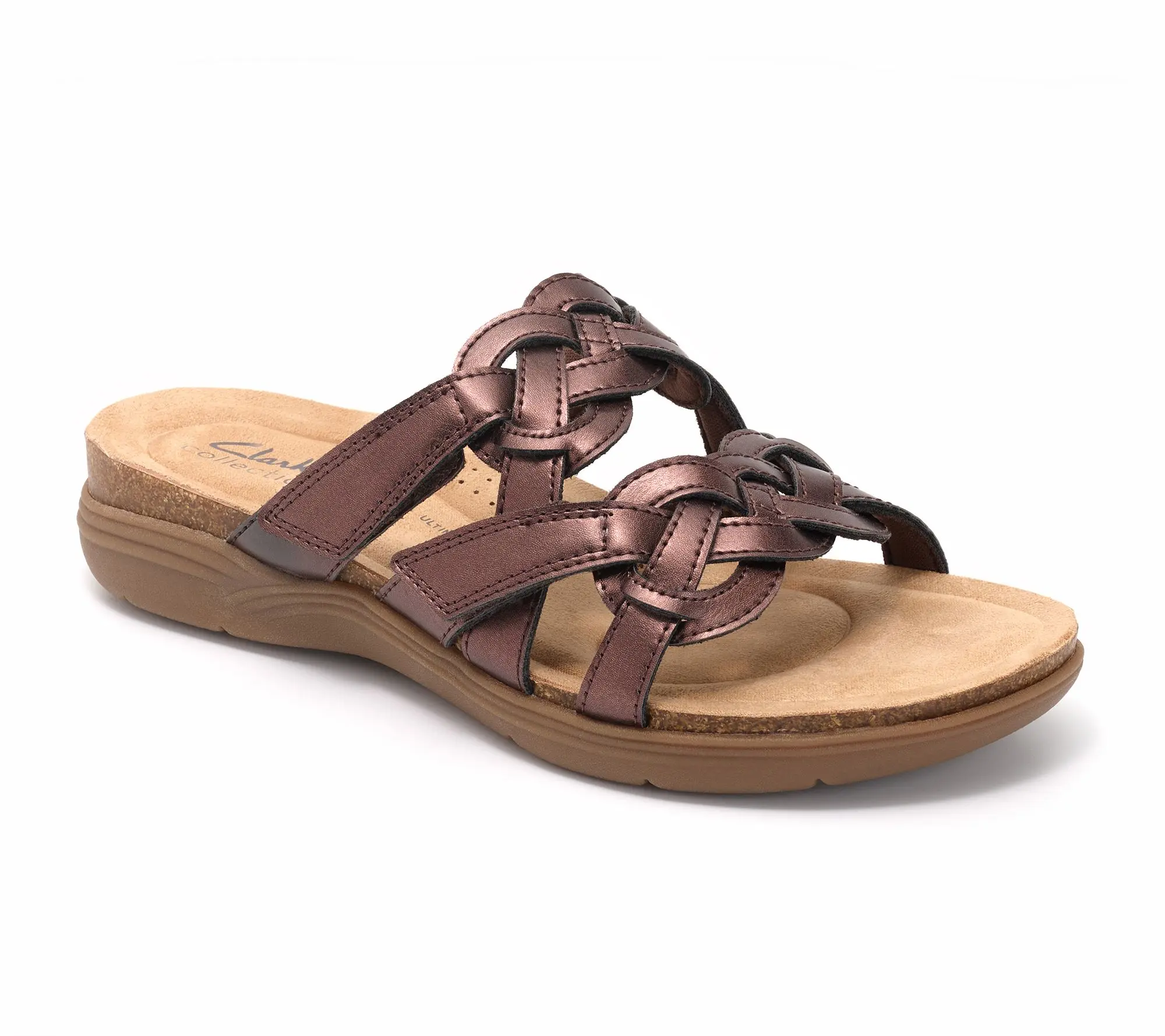 Clarks Collection Leather Slide Sandals -April Rae