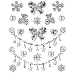 Rhinestone Bling Shoe Charms Designer Jewelry Accessories for Women Girls Luxury Rhinestone Butterfly Jewelry Shoe Decoration with Bling Girly Chains Fashion for Party Favors Birthday Gifts