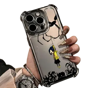Anime Popular C-Coraline Case for iPhone 17 Air 17 16 15 14 13 12 11 Pro Max Plus Luxury Transparent Soft TPU+PC Back Cover Shockproof Protective Casing Anti-Drop Full Score Impact Dispersal phone case brick phone blocker Protection Smartphone Protector C