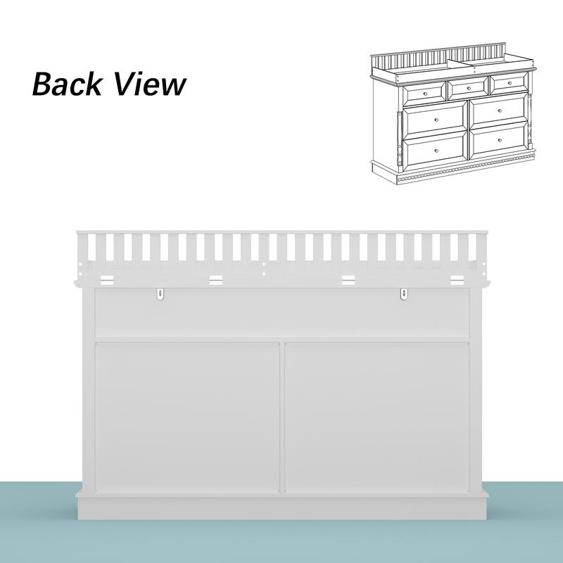 FUFU&GAGA Modern Nursery Dresser Chest with 5 Drawers, 2 Open Shelves & Guard Table Top, Wood Dresser Storage Chest of Drawers