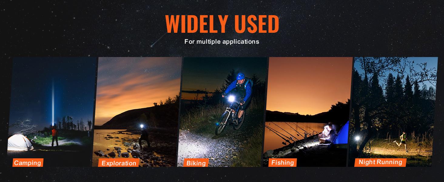 VEVOR High Lumens Flashlight, TikTokShopBlackFriday,  IPX4 Waterproof Emergency Lighting for Camping, Hiking, Running, Hurricane, Cycling, Sports Accessories, Bikepacking